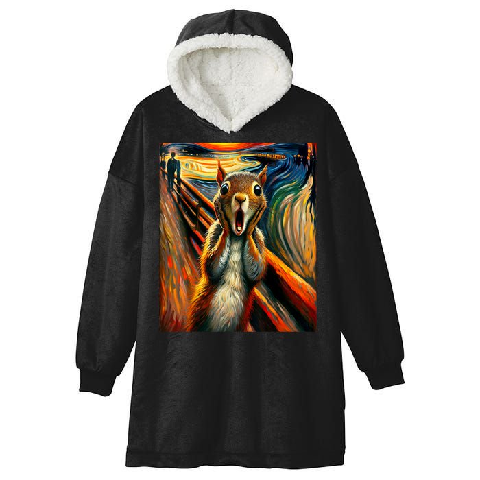 Expressionist Scream Squirrel Lovers Artistic Squirrel Hooded Wearable Blanket