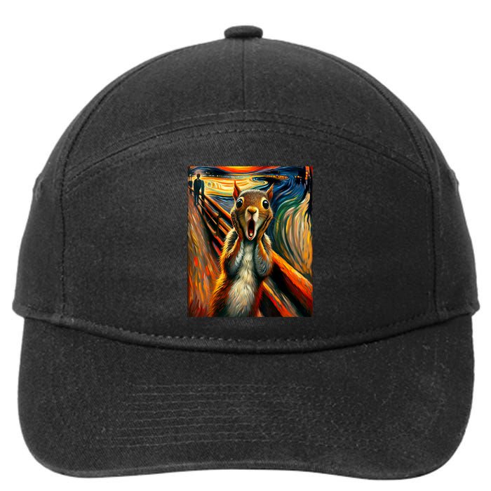 Expressionist Scream Squirrel Lovers Artistic Squirrel 7-Panel Snapback Hat