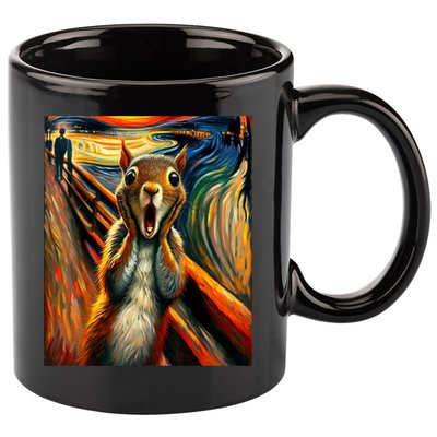 Expressionist Scream Squirrel Lovers Artistic Squirrel 11oz C Handle Ceramic Mug