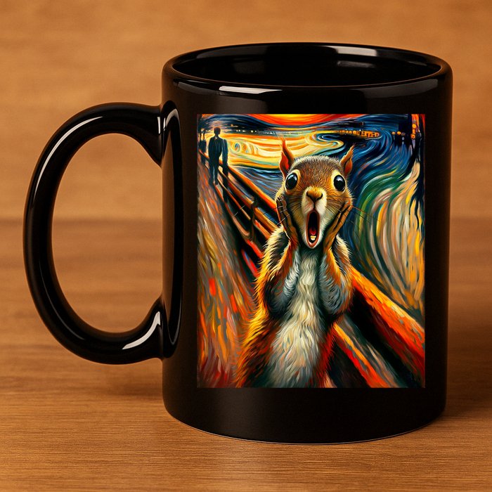 Expressionist Scream Squirrel Lovers Artistic Squirrel 11oz C Handle Ceramic Mug