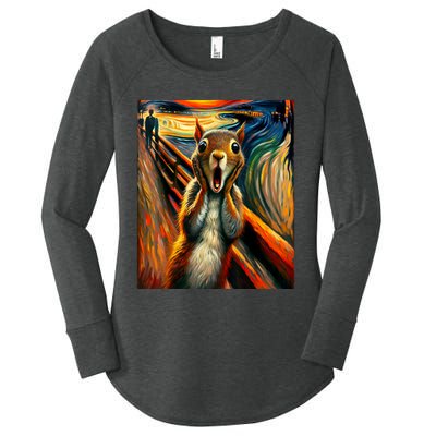 Expressionist Scream Squirrel Lovers Artistic Squirrel Women's Perfect Tri Tunic Long Sleeve Shirt