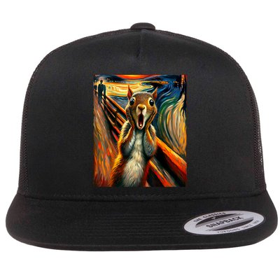 Expressionist Scream Squirrel Lovers Artistic Squirrel Flatbill Hat