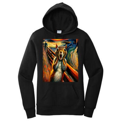 Expressionist Scream Squirrel Lovers Artistic Squirrel Women's Pullover Hoodie