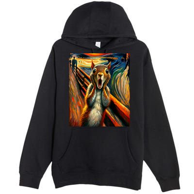 Expressionist Scream Squirrel Lovers Artistic Squirrel Premium Pullover Hoodie