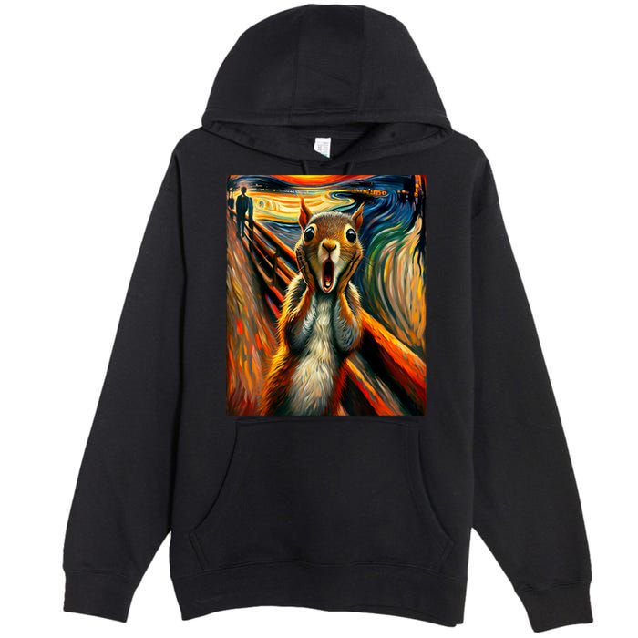 Expressionist Scream Squirrel Lovers Artistic Squirrel Premium Pullover Hoodie