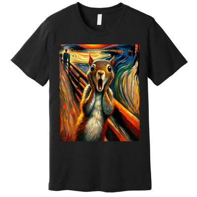Expressionist Scream Squirrel Lovers Artistic Squirrel Premium T-Shirt
