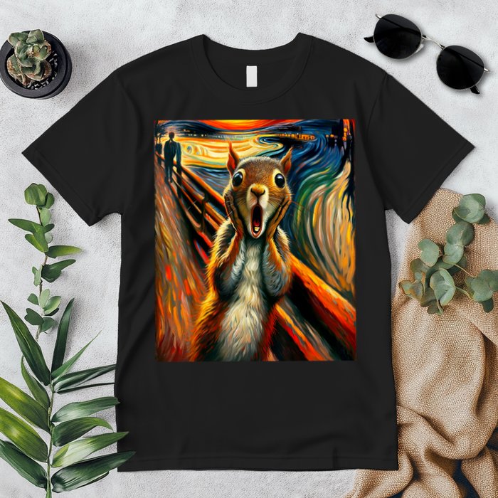 Expressionist Scream Squirrel Lovers Artistic Squirrel Premium T-Shirt
