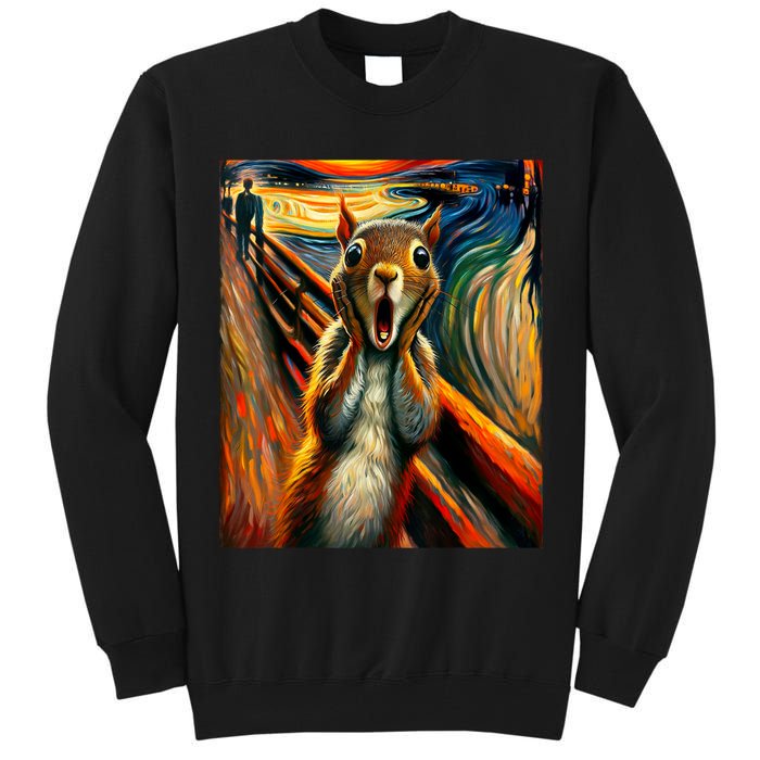 Expressionist Scream Squirrel Lovers Artistic Squirrel Tall Sweatshirt