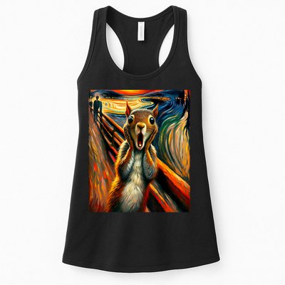 Expressionist Scream Squirrel Lovers Artistic Squirrel Womens Tank Top