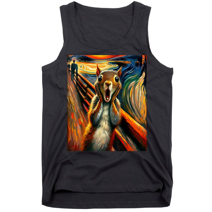 Expressionist Scream Squirrel Lovers Artistic Squirrel Tank Top