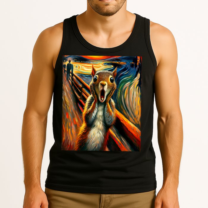 Expressionist Scream Squirrel Lovers Artistic Squirrel Tank Top