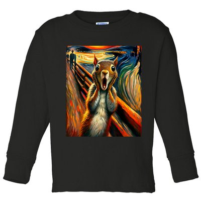 Expressionist Scream Squirrel Lovers Artistic Squirrel Toddler Long Sleeve Shirt