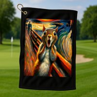 Expressionist Scream Squirrel Lovers Artistic Squirrel Golf Towel