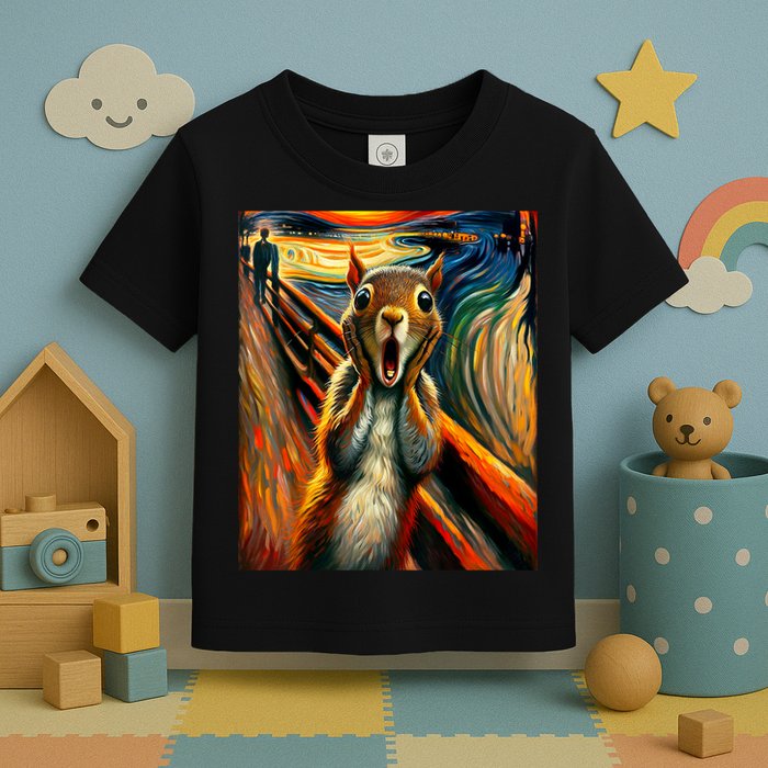 Expressionist Scream Squirrel Lovers Artistic Squirrel Toddler T-Shirt