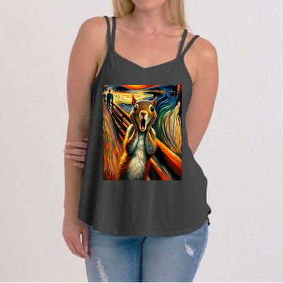 Expressionist Scream Squirrel Lovers Artistic Squirrel Women's Strappy Tank