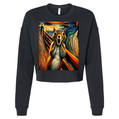 Expressionist Scream Squirrel Lovers Artistic Squirrel Cropped Pullover Crew