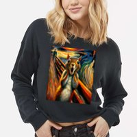 Expressionist Scream Squirrel Lovers Artistic Squirrel Cropped Pullover Crew