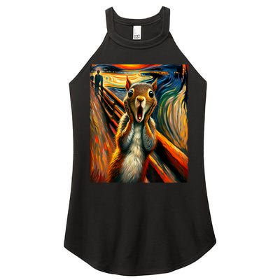 Expressionist Scream Squirrel Lovers Artistic Squirrel Women's Perfect Tri Rocker Tank