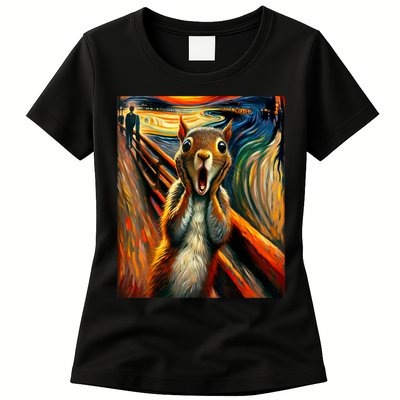 Expressionist Scream Squirrel Lovers Artistic Squirrel Womens T-Shirt