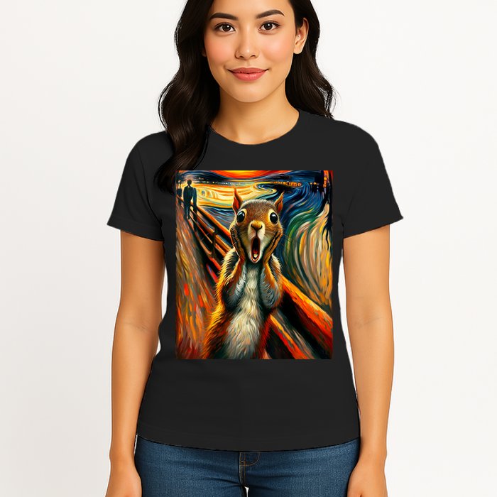 Expressionist Scream Squirrel Lovers Artistic Squirrel Womens T-Shirt