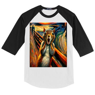 Expressionist Scream Squirrel Lovers Artistic Squirrel Kids Colorblock Raglan Jersey