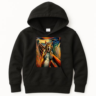 Expressionist Scream Squirrel Lovers Artistic Squirrel Kids Hoodie
