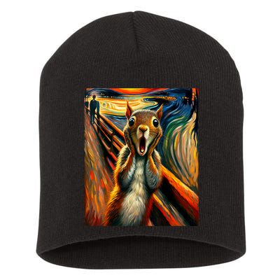 Expressionist Scream Squirrel Lovers Artistic Squirrel Short Acrylic Beanie