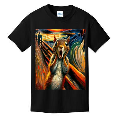 Expressionist Scream Squirrel Lovers Artistic Squirrel Kids T-Shirt