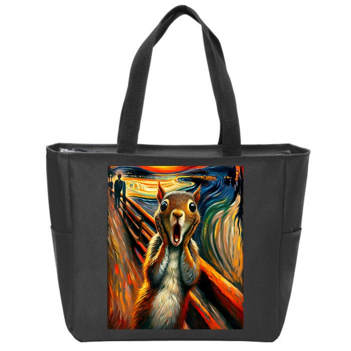 Expressionist Scream Squirrel Lovers Artistic Squirrel Zip Tote Bag