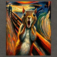 Expressionist Scream Squirrel Lovers Artistic Squirrel Cotton Canvas Backpack