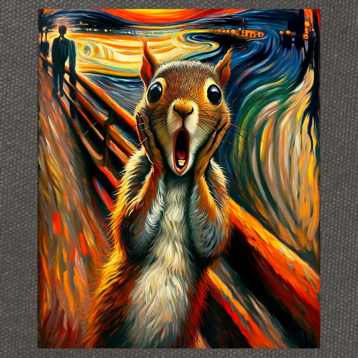 Expressionist Scream Squirrel Lovers Artistic Squirrel Cotton Canvas Backpack