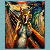 Expressionist Scream Squirrel Lovers Artistic Squirrel Sueded Cloud Jersey T-Shirt