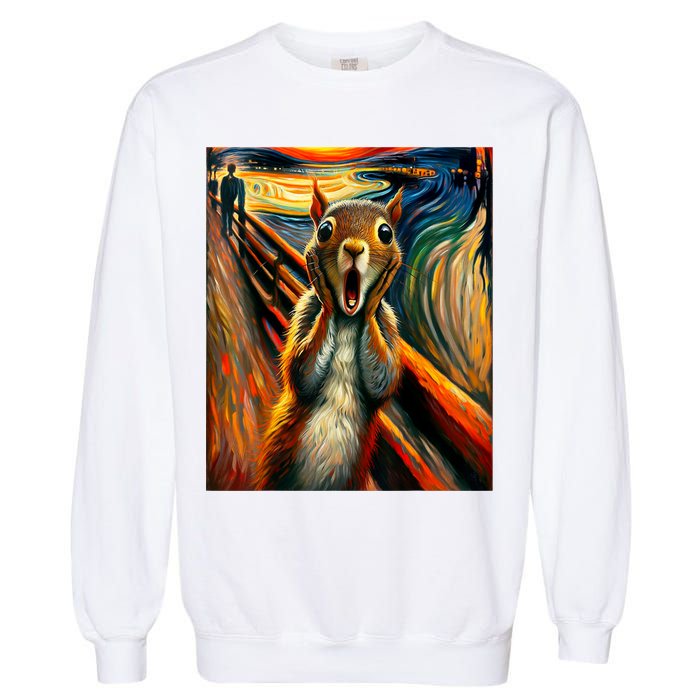 Expressionist Scream Squirrel Lovers Artistic Squirrel Garment-Dyed Sweatshirt