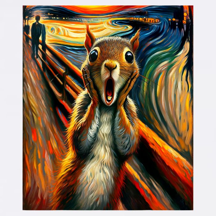 Expressionist Scream Squirrel Lovers Artistic Squirrel Garment-Dyed Sweatshirt