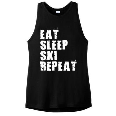 Eat Sleep Ski Repeat Motivational Gift Ace058c Meaningful Gift Ladies PosiCharge Tri-Blend Wicking Tank