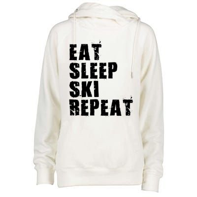 Eat Sleep Ski Repeat Motivational Gift Ace058c Meaningful Gift Womens Funnel Neck Pullover Hood