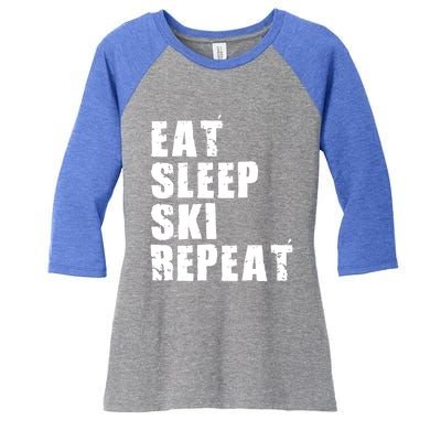 Eat Sleep Ski Repeat Motivational Gift Ace058c Meaningful Gift Women's Tri-Blend 3/4-Sleeve Raglan Shirt