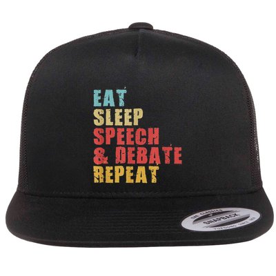 Eat Sleep Speech & Debate Repeat Motivational Gift Ace062d Flat Bill Trucker Hat