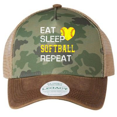 Eat Sleep Softball Repeat Funny Softbal Legacy Tie Dye Trucker Hat