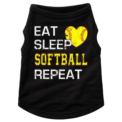 Eat Sleep Softball Repeat Funny Softbal Doggie Tank