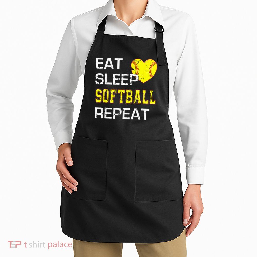 Eat Sleep Softball Repeat Funny Softbal Apron