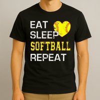 Eat Sleep Softball Repeat Funny Softbal T-Shirt