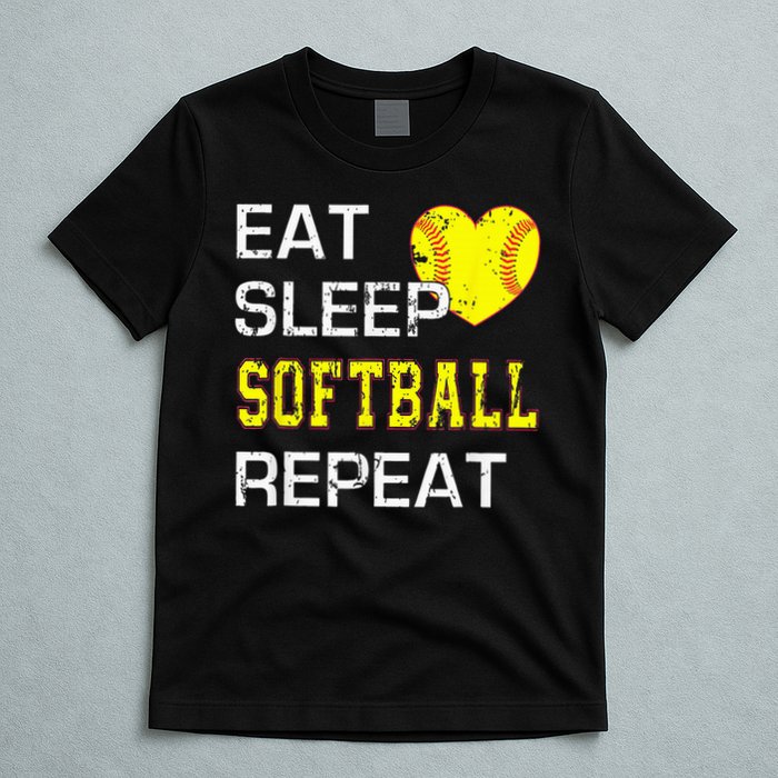 Eat Sleep Softball Repeat Funny Softbal T-Shirt