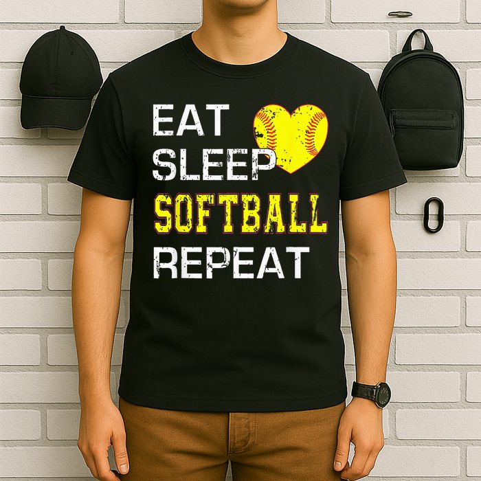 Eat Sleep Softball Repeat Funny Softbal T-Shirt