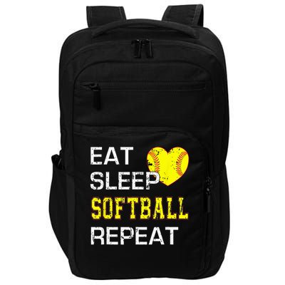 Eat Sleep Softball Repeat Funny Softbal Impact Tech Backpack