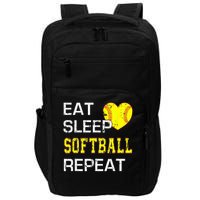 Eat Sleep Softball Repeat Funny Softbal Impact Tech Backpack