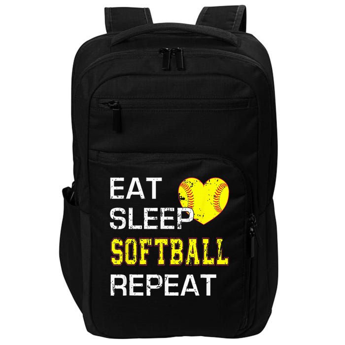Eat Sleep Softball Repeat Funny Softbal Impact Tech Backpack