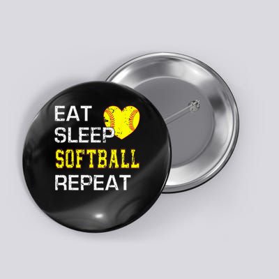 Eat Sleep Softball Repeat Funny Softbal Button