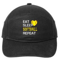 Eat Sleep Softball Repeat Funny Softbal 7-Panel Snapback Hat