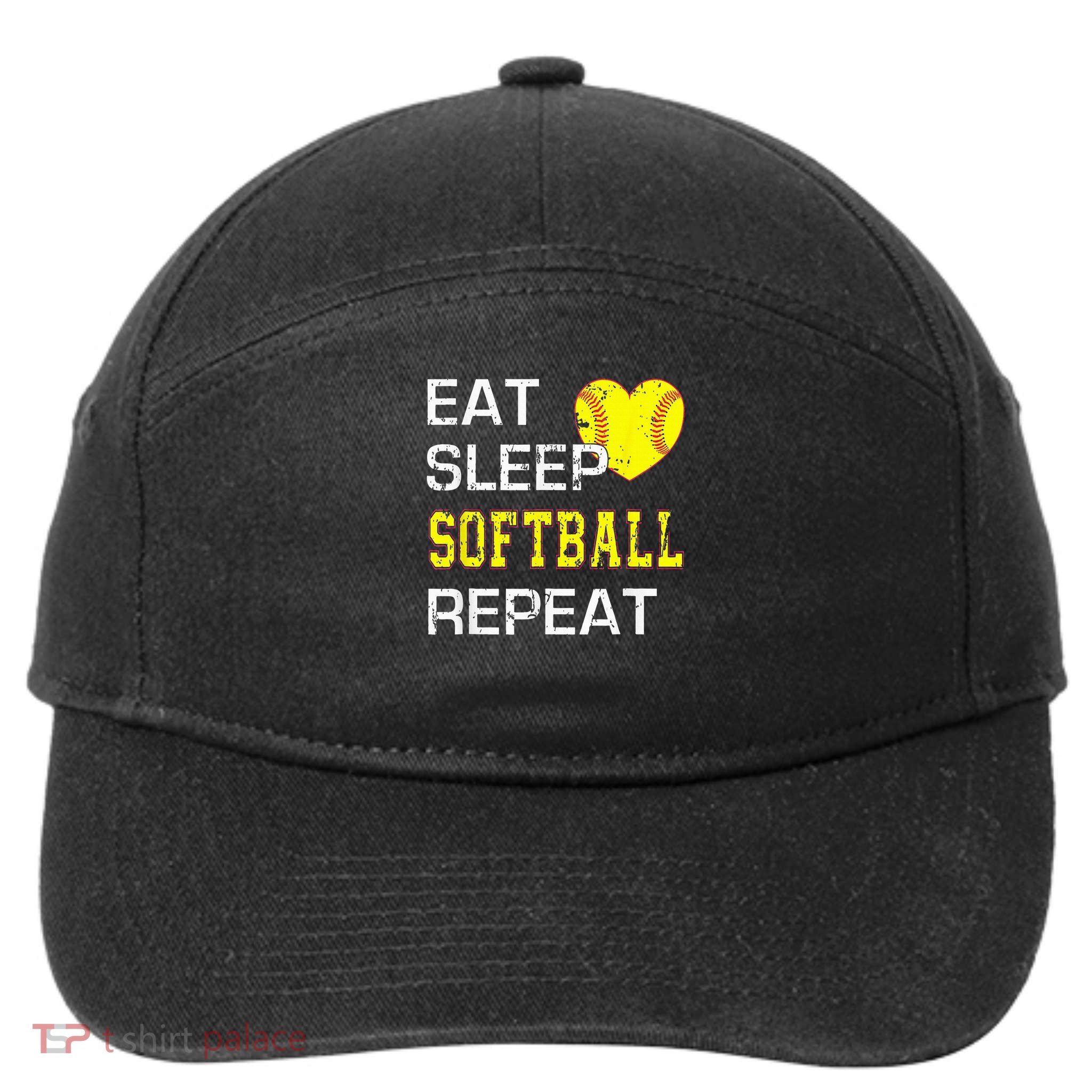 Eat Sleep Softball Repeat Funny Softbal 7-Panel Snapback Hat